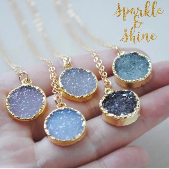 🆕 24k Titanium Druzy Necklace - Picture 3 of 4